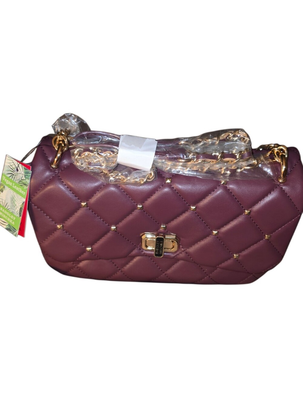 Brand New - Badgley Mischka Quilted Crossbody Bag in Plum with Gold Hardware